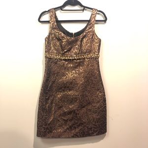 Gold Embellished  Cocktail Dress